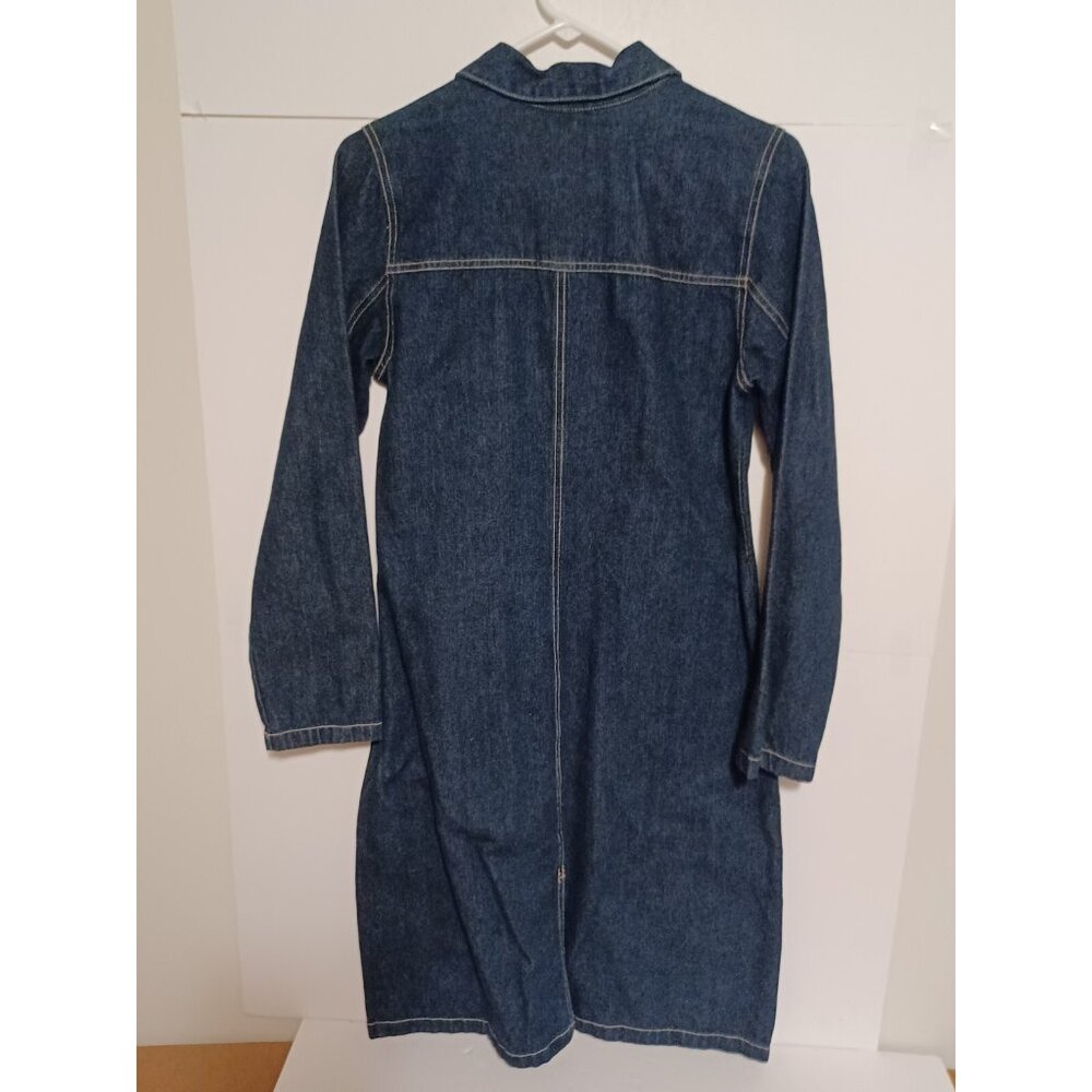 XHILARATION Size M Long Drk Blu Denim Jacket Dress Boho 100%Cotton Gently Used - Picture 5 of 5